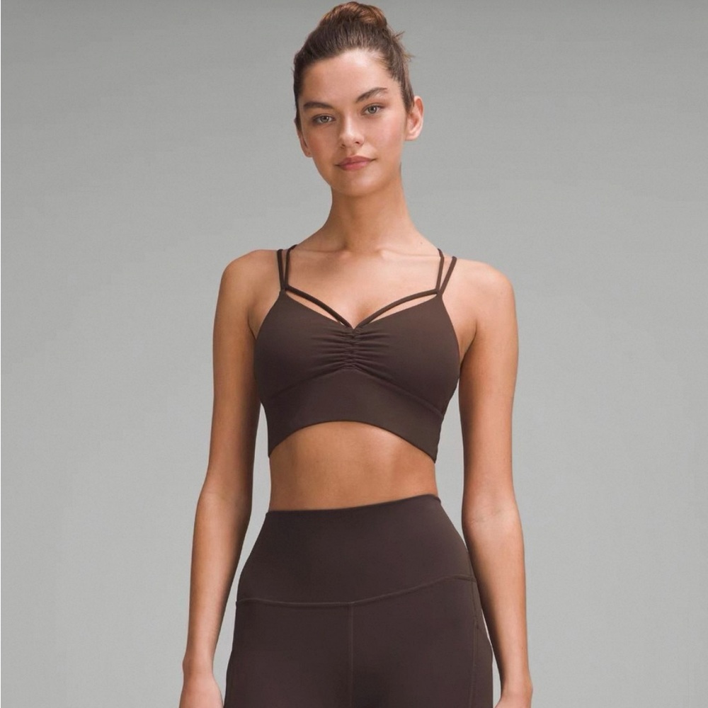 NWT Size 10 Lululemon Nulu Strappy V Neck Yoga Bra Espresso ESPR
